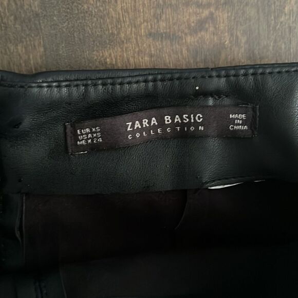 ZARA BLACK FAUX LEATHER PENCIL SKIRT WITH waist belt Sz-Xs - Picture 10 of 13